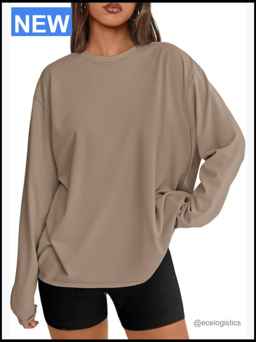 Oversized Long Sleeve Basic Tee Casual Y2K Workout Top